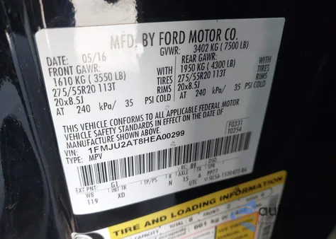 2017 Ford Expedition Limited z USA, uszkodzony, nr VIN 1FMJU2AT8HEA00299